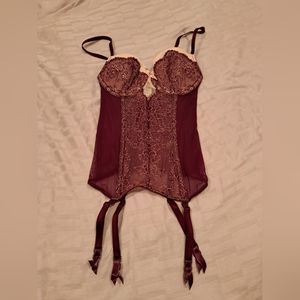 Victoria Secret Burgundy and nude corset